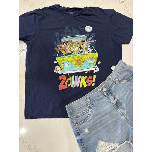 Warner Brothers 100 XL Scooby Doo Looney Tunes Zoinks! Mystery Machine Shirt - Picture 1 of 2